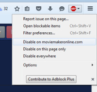 AdBlock Plus kikapcsolása a moviemakeronline.com oldalon Firefoxban